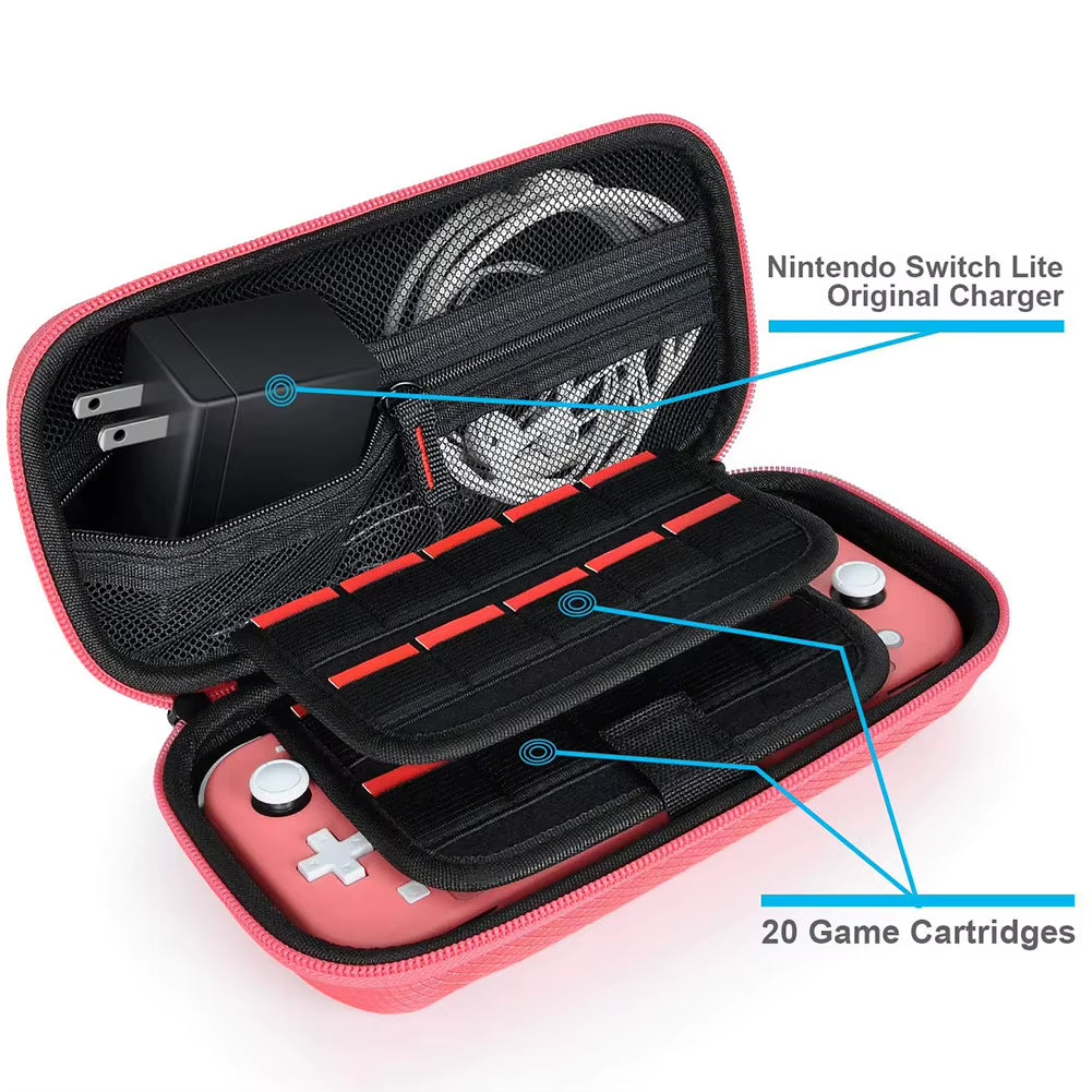 Travel Handbag Nylon EVA Hard Carrying Storage Case Thickened Scratch-Resistant Double Compartment Dustproof for Switch Lite