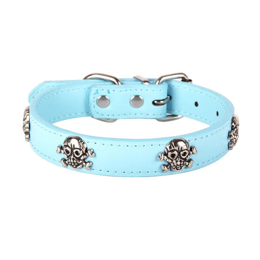 Fashion Pet Collars Dog Collar Skull Leather Pet Collar Puppy Choker Cat Necklace Halloween Pet Accessory